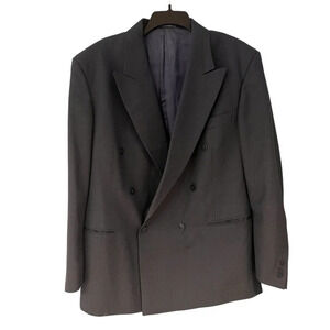 Georgio Sappini Italy Blue Windowpane Double Breasted Blazer 48 L RARE